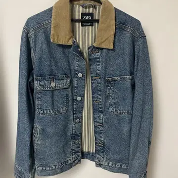ZARA 데님 자켓 코듀로이 카라 부착