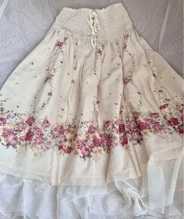 엑시즈팜 공주 캐주얼 2way 꽃무늬 레이스 스커트 페어리 그런지