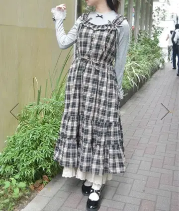 [ 최종 가격!! ] 엑시즈팜 코튼 레이스 사용 체크 원피스