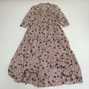 ZARA 일본풍 꽃무늬 티어드 롱 드레스 원피스 자라