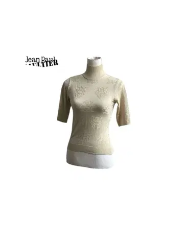 장폴고티에 일본제 총무늬 하이넥 니트 칠부 소매