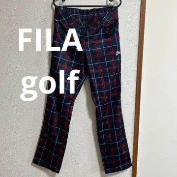 여성용 골프 팬츠 네이비/레드 체크