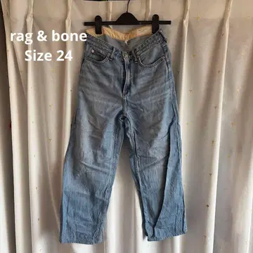 rag & bone 라이트 블루 와이드 레그 데님