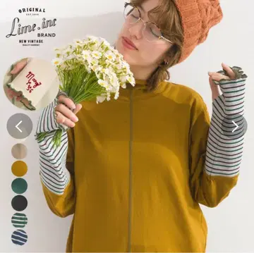 lupillimeinc 라임 잉크 멜로우 넥 손가락 구멍 롱 T 풀오버