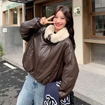 인조 가죽 여성용 빈티지 스타일 가죽 자켓