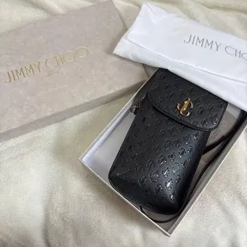 JIMMY CHOO 블랙 가죽 스마트폰 숄더백