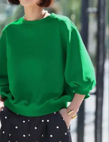 ELFRANK 원 포인트 하트 자수 트레이닝복 5부 소매 길이