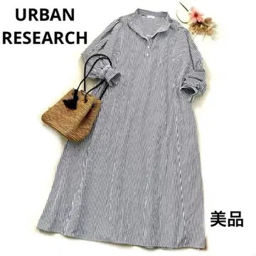 새상품급 어반 리서치 롱 원피스 스트라이프 턱 개더