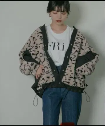 Eimee Law 레오파드 백 프릴 블루종 38 자켓 레어품