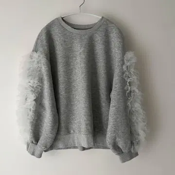 [ 거의 미사용 ] 프릴 달린 그레이 화이트 맨투맨