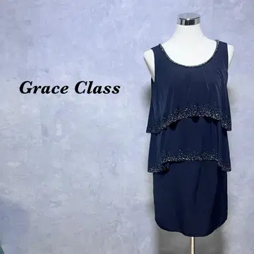 Grace Class 미디 원피스 비즈 레이어드 블랙 M 4842N