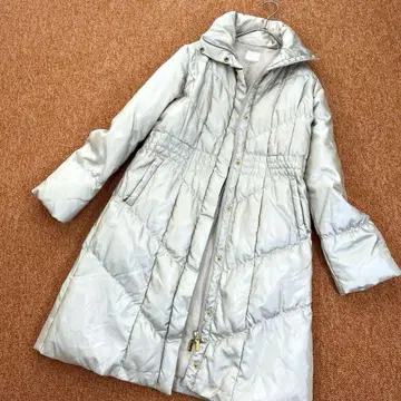 카라 스탠드 칼라 다운 롱 코트 골드 더블 지퍼 경량