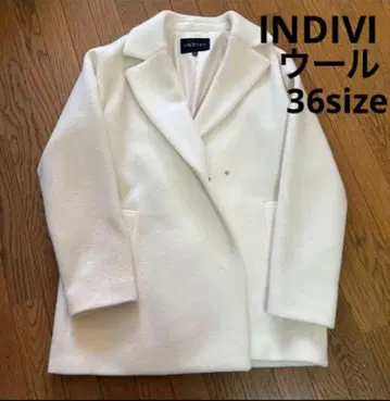 INDIVI 화이트 계열 울 코트 36 사이즈