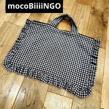 모코빙고 mocoBiiiiNGO 깅엄 체크 코튼 린넨 백