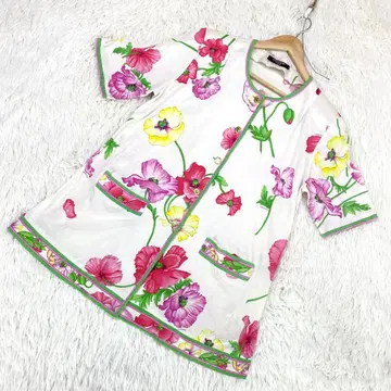 [ LEONARD ] (L) 골드 버튼 꽃무늬 노카라 자켓