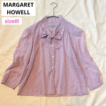 마가렛호웰 보타이 리본 블라우스 올 패턴 퍼플 핑크 사이즈 III
