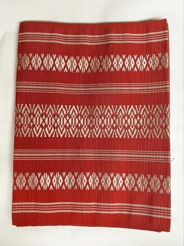 하카타 오비 크림슨 컬러 순수 실크