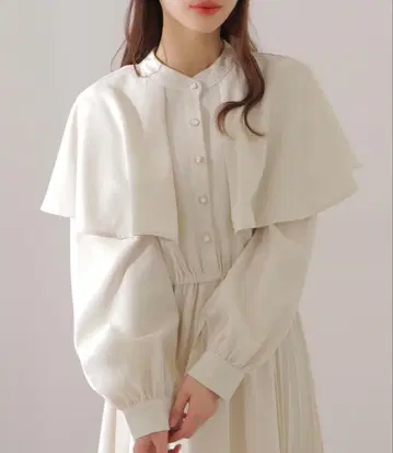 케이프 칼라 사이드 맥시 원피스 롱 긴팔