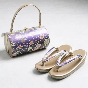 [새상품] 후리소데용 조리 백 세트 작은 벚꽃 무늬(퍼플) W43957