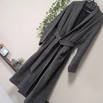 N.O.R.C 체크 무늬 롱 가운 코트 허리 벨트 포함