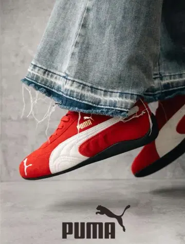 PUMA 스웨이드 스니커즈 레드/화이트