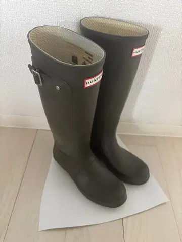 HUNTER 카키 올리브 오리지널 러버 부츠