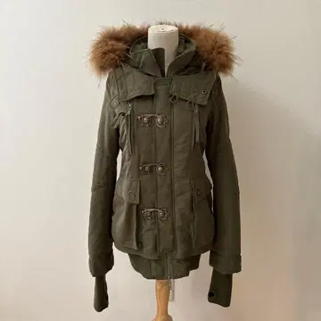 y2k archive 후드 퍼 모즈 코트 카키 헤이세이 갸루