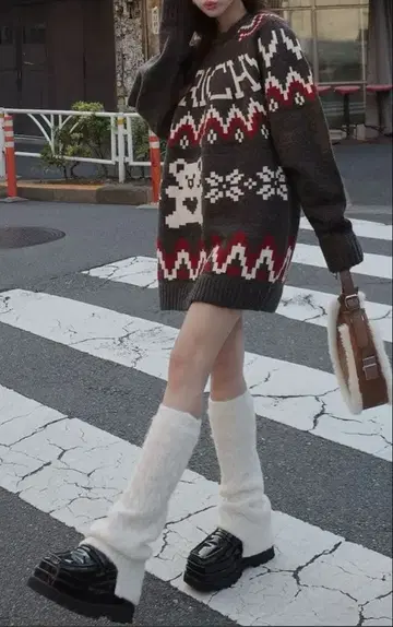 [ 당일 발송 ] 다리치 화이트 니트 레그 워머