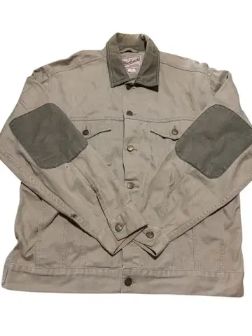 베이지 데님 자켓 팔꿈치 패치 포함