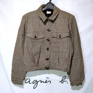새상품급 agnes b. 하운드투스 패턴 빈티지 자켓 크롭 자켓