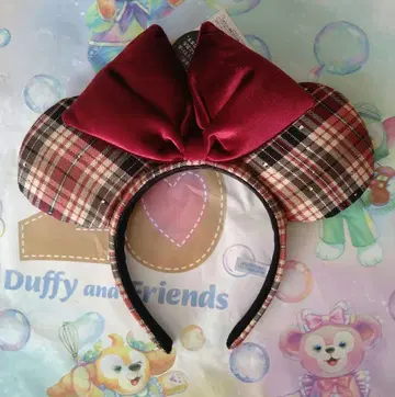 디즈니 머리띠 체크 무늬