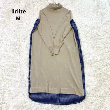 liriite 이소재 도킹 원피스 스트라이프 베이지 x 블루 M