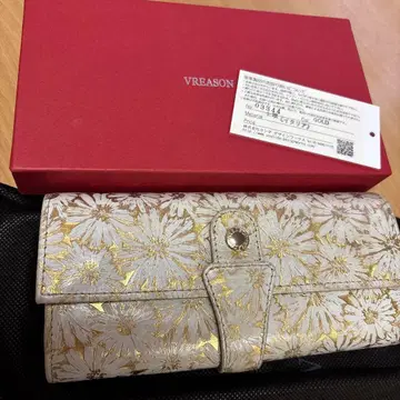 VREASON 꽃무늬 장지갑 화이트/골드