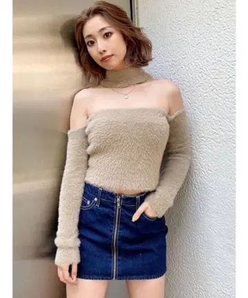 [ GYDA ] 2WAY 샤기 초커 니트탑