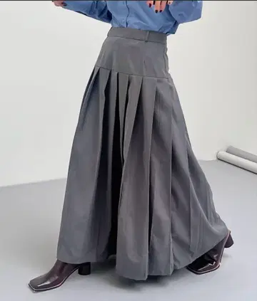 VACANCY 하이웨스트 ZIP 롱 플리츠 스커트 L 사이즈