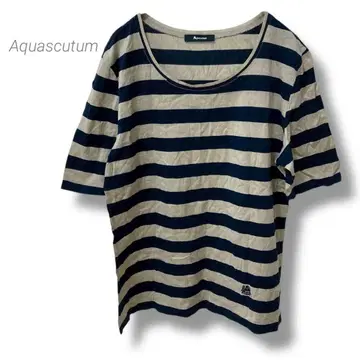 [ 아쿠아 스큐텀 ] Aquascutum 고품질 보더 T셔츠 남성용 반팔