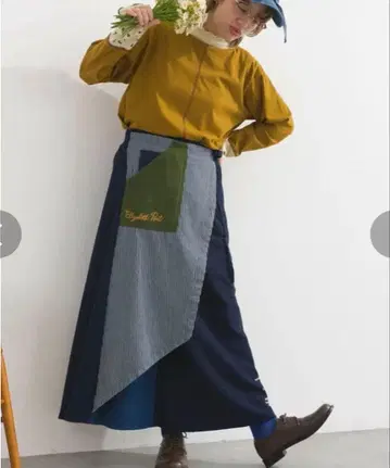 limeinc 라임 인디고 랩 맨투맨 롱 스커트