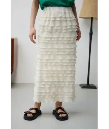 AZUL BY MOUSSY | 프릴 메쉬 타이트 스커트 화이트