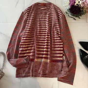 이탈리아제 미쏘니 보더 하이 게이지 긴팔 니트 울