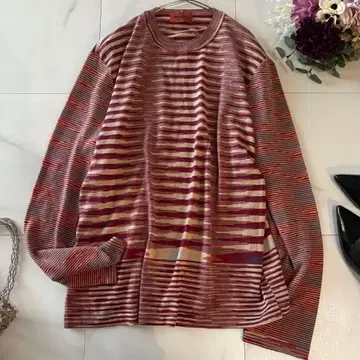 이탈리아제 미쏘니 보더 하이 게이지 긴팔 니트 울