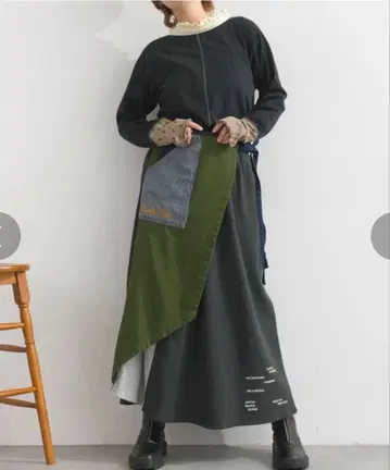 limeinc 라임 잉크 인디고 랩 맨투맨 롱 스커트