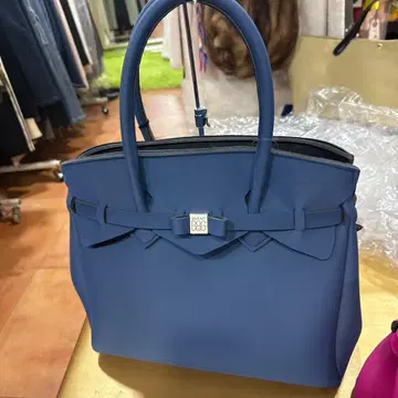 SAVE MY BAG 리본 포함 토트백 파랑