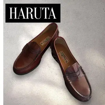 HARUTA Ranban Moca 브라운 가죽 로퍼 23E 레트로