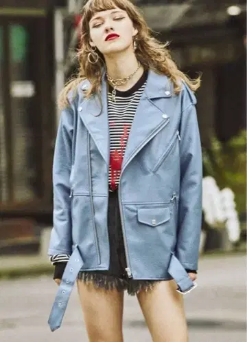 jouetie 파랑 라이더 자켓