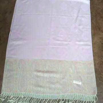 고급 파슈미나제 연보라 페이즐리 무늬 숄