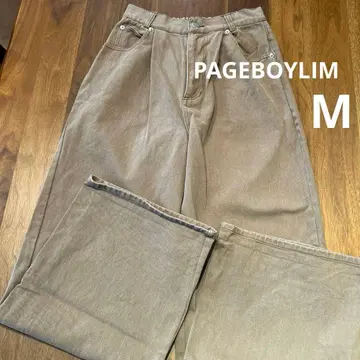 페이지 보이 림 스티치 턱 와이드 팬츠 베이지 M