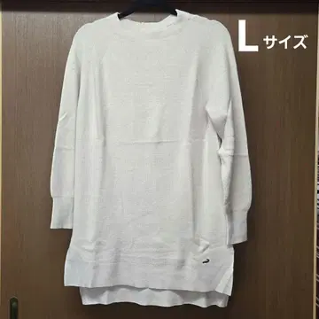 크로커다일 니트 원피스 튜닉 긴팔 베이지