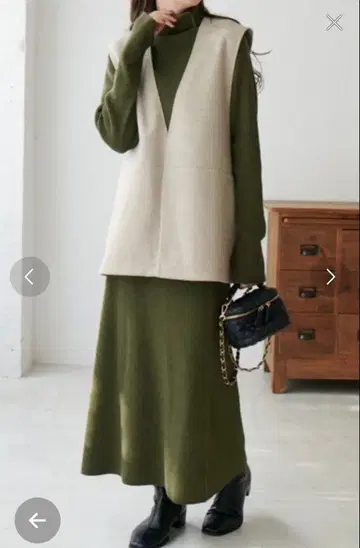 DISCOAT 베스트 포함 리브 니트 셋업