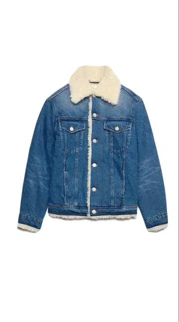 데님 자켓 인조 모피 카라 부착