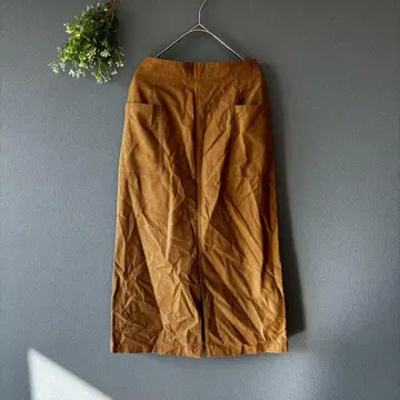 테치치 (M) 프론트 슬릿 얇은 소재 심플 고급 내추럴 롱 스커트